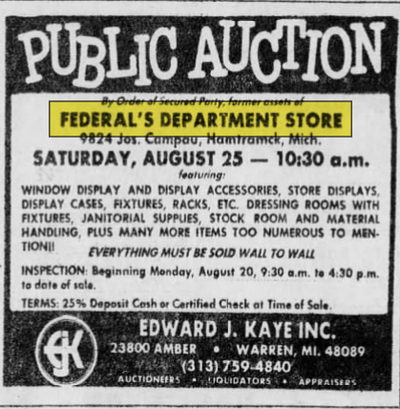 Federals (Federal Department Store) - Aug 12 1979 Auction (newer photo)